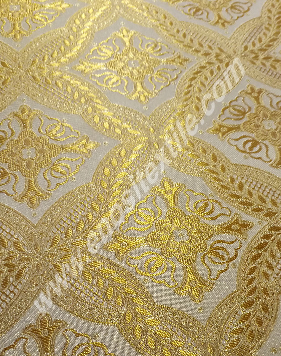 KL-052 White-Gold Brocade Fabrics